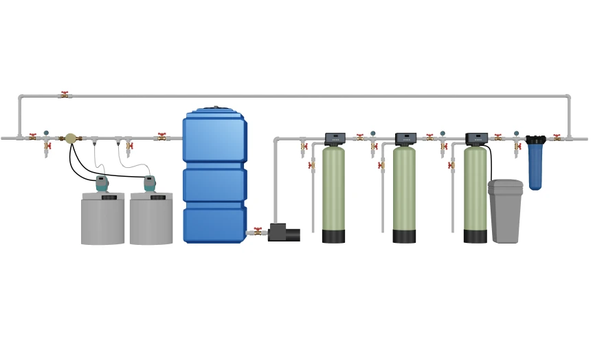 Система очистки воды от железа, органики, мутности, сероводорода и бактерий с низким дебитом (100 - 500 л/ч) до 0,7 м³/ч.
