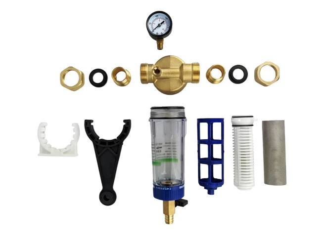 Состав комплекта фильтра грубой очистки (грязевик) для холодной воды  прямой с манометром 3/4 